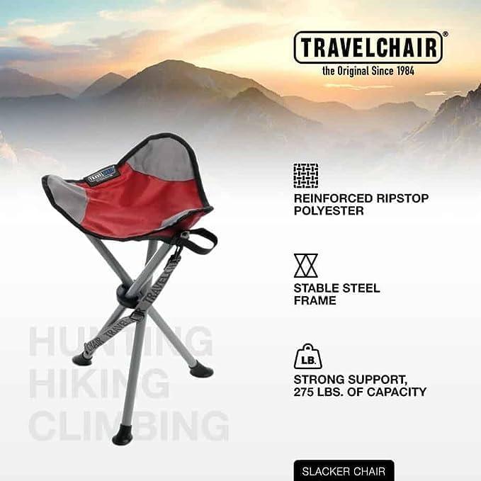 TravelChair Slacker Camping Chair with Adjustable Carry Strap, Black