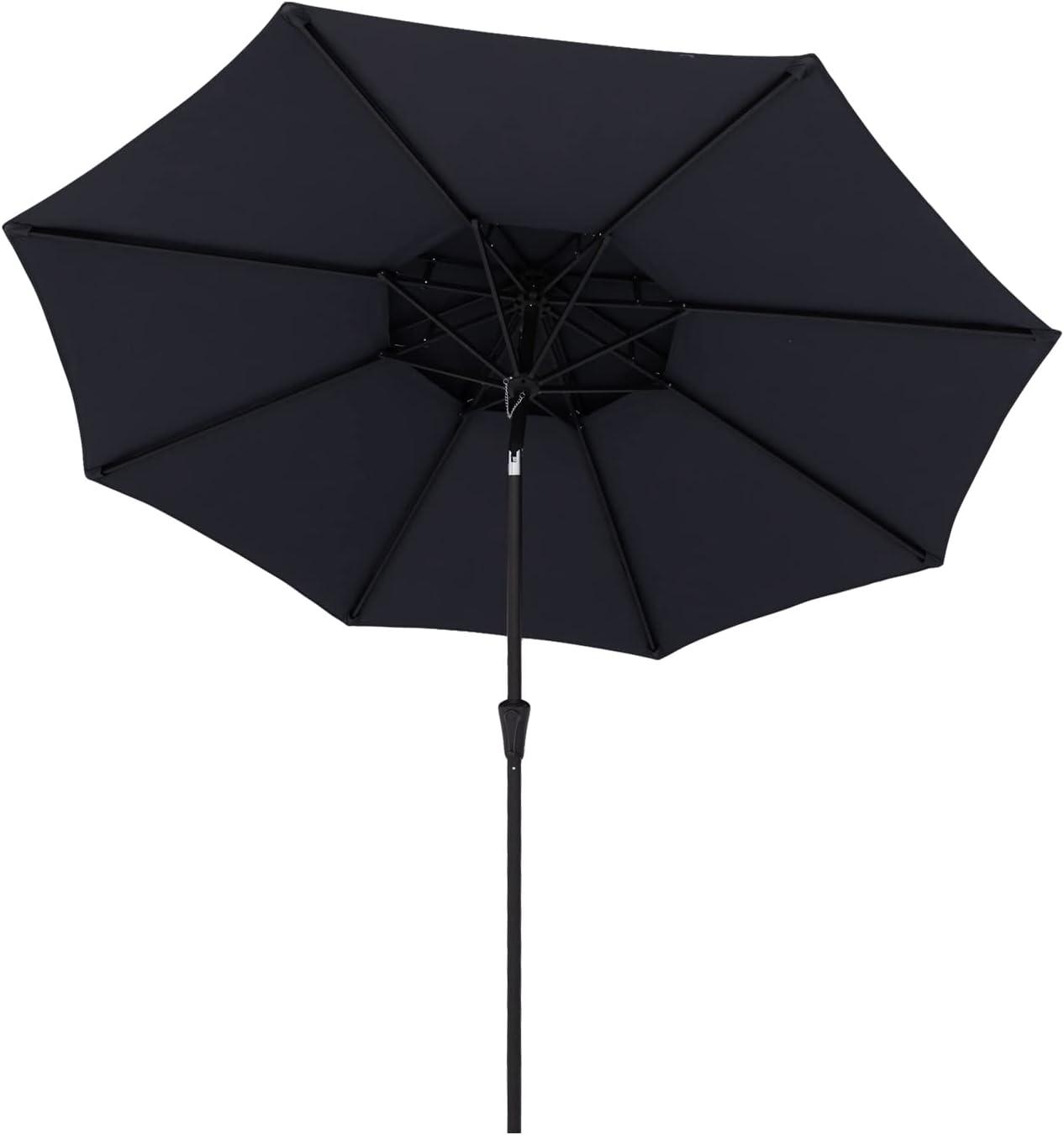 9 ft Dark Gray Aluminum Market Patio Umbrella with Push-Button Tilt