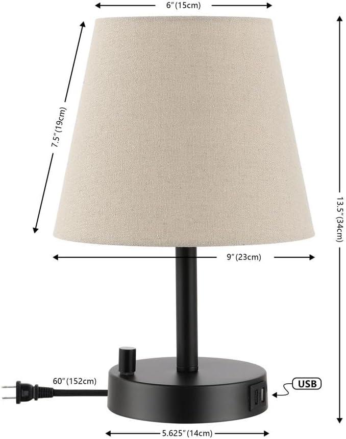 Dexter Table Lamp W/ USB Port - 13.5 Inch Height - TBL4460 - Black - Safavieh