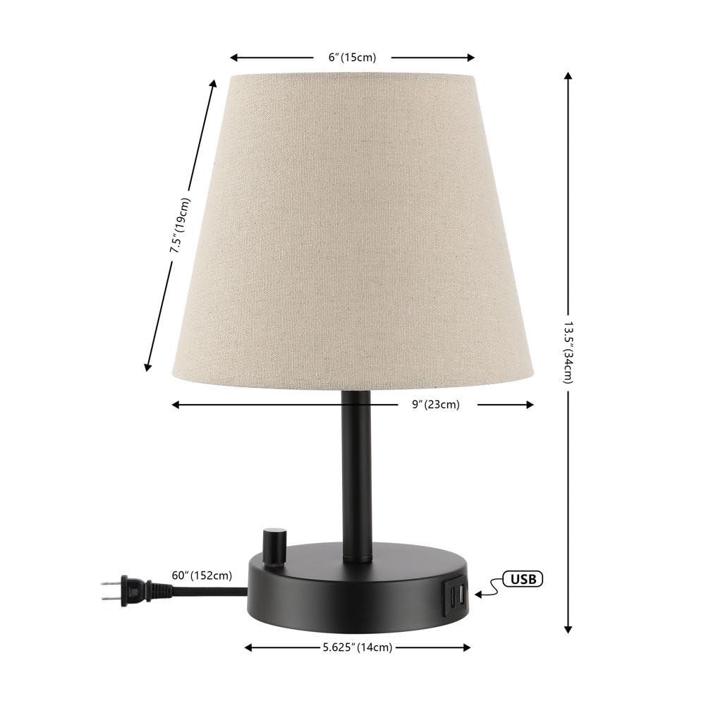 Dexter Table Lamp W/ USB Port - 13.5 Inch Height - TBL4460 - Black - Safavieh