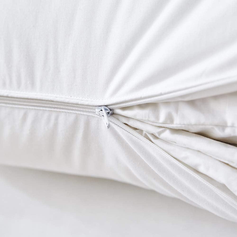 Queen Size Adjustable Goose Feather Bed Pillow with Cotton Cover