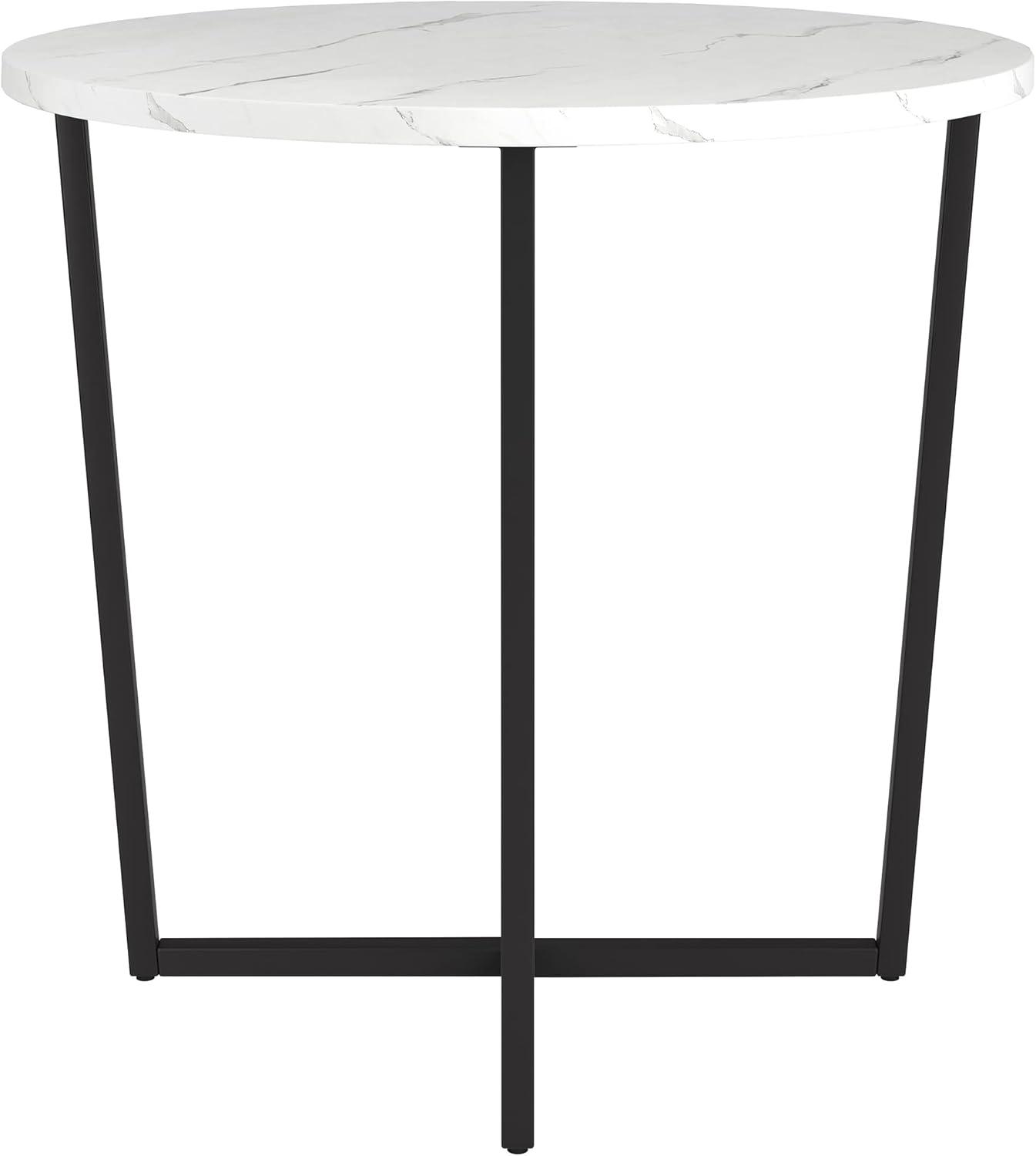 Evelyn&Zoe Pivetta 22" Wide Round Side Table with Faux Marble Top, Blackened Bronze