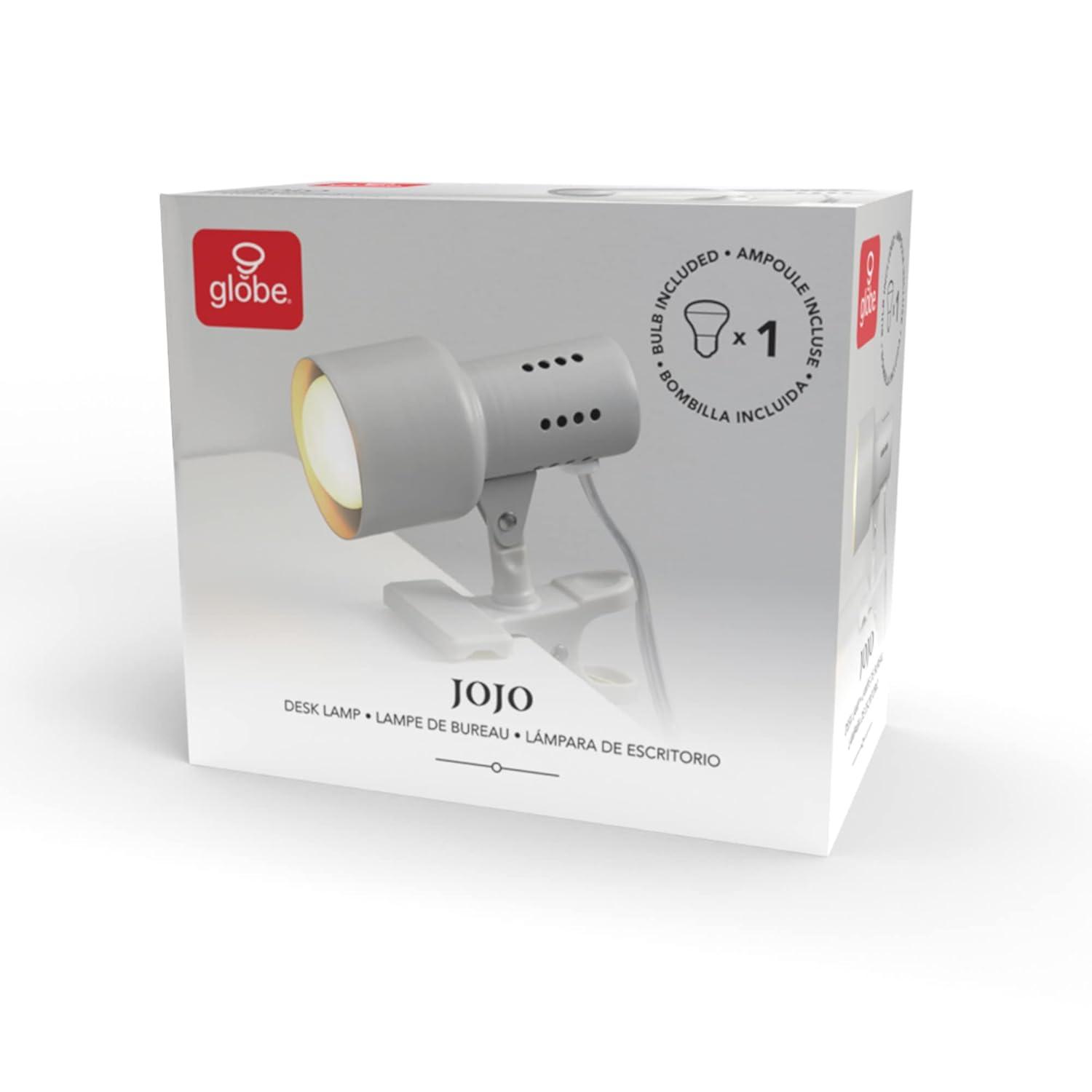 GLOBE Electric 62000010 32" Multi-Joint Desk Lamp with Metal Clamp, Matte Brass, White Accents, On/Off Rotary Switch on Shade, Partially Adjustable Swing Arm, Home Décor, Office Accessory