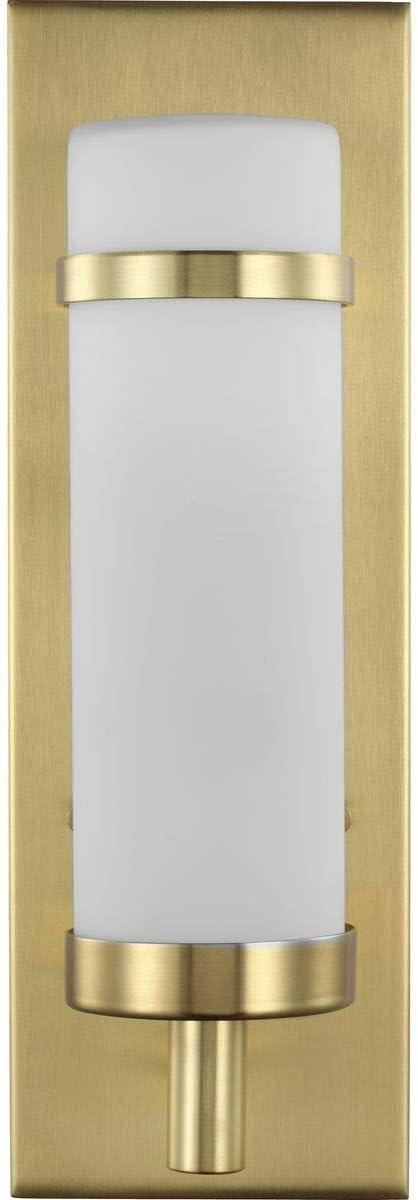 Progress Lighting Hartwick 1-Light Wall Sconce, Satin Brass, Etched Opal Glass