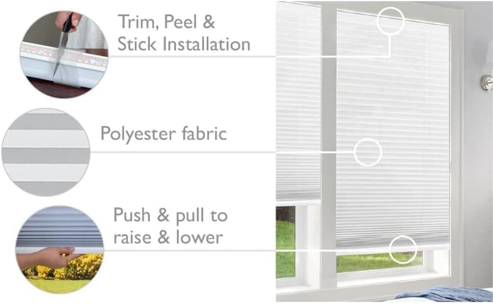 Redi Shade No Tools Easy Lift Trim-at-Home Cordless Cellular Blackout Fabric Shade Natural, 60 in x 64 in, (Fits windows 43 in - 60 in)