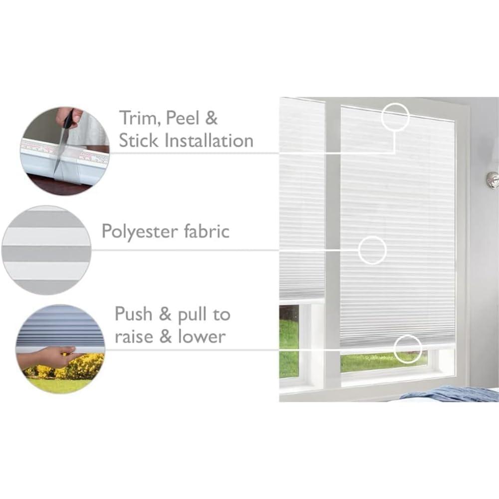 Redi Shade No Tools Easy Lift Trim-at-Home Cordless Cellular Blackout Fabric Shade Natural, 60 in x 64 in, (Fits windows 43 in - 60 in)