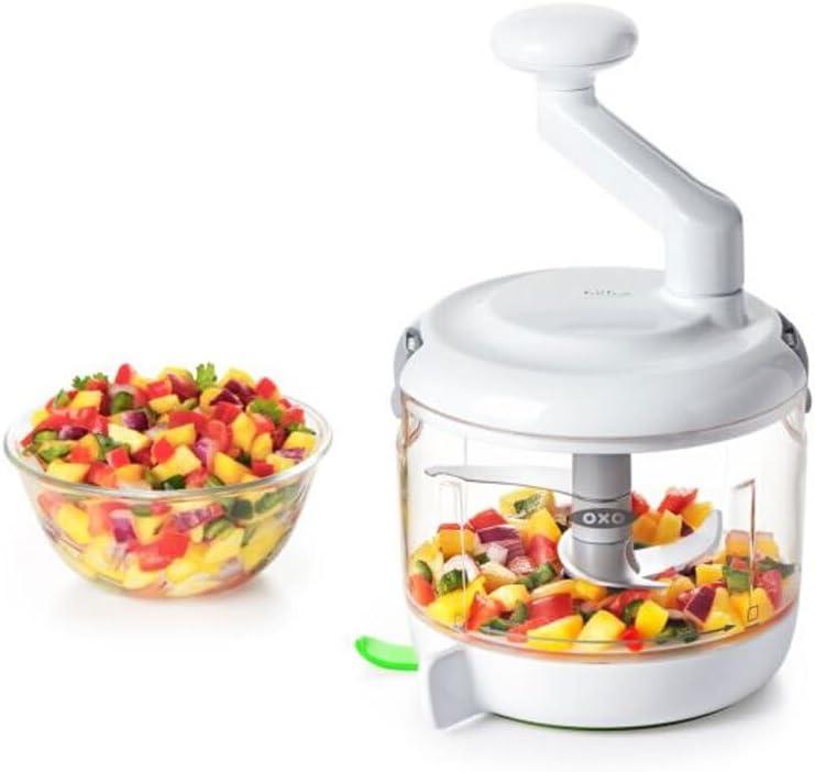 OXO White and Clear Manual Food Processor with Stainless Steel Blades