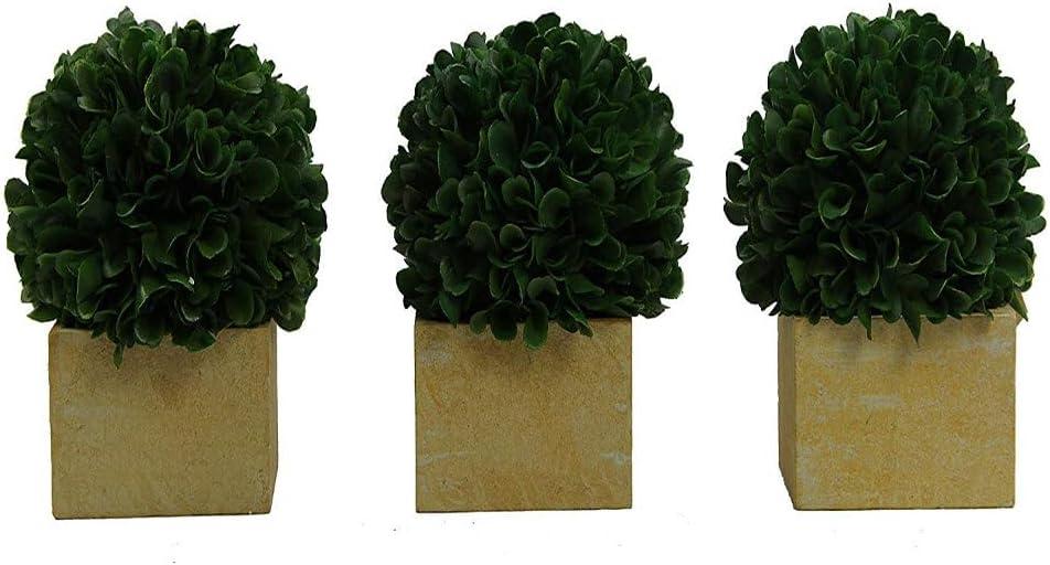 Admired by Nature 3 Ball Topiary Plants Artificial Boxwood Topiary Faux Topiaries Planters Potted Plants Artificial boxwood balls for pots for Home Decor, Office Desk, Front Porch Indoor and Outdoor