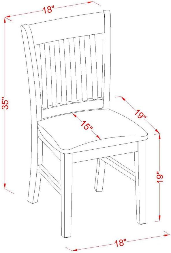 East West Furniture Norden 3-piece Wood Dining Set with Linen Fabric Seat in Oak