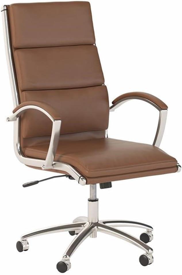 BBF Jamestown High Back Faux Leather Executive Office Chair in Saddle Tan