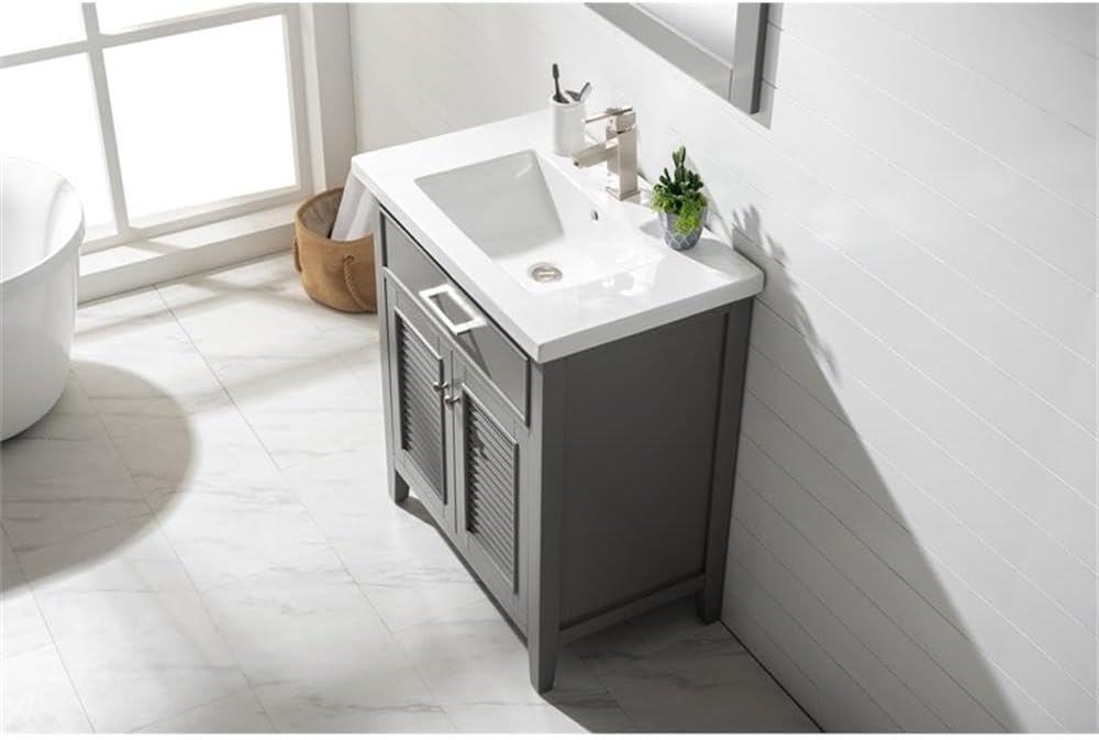 Design Element Cameron 30" Wood Single Sink Vanity In Gray Finish