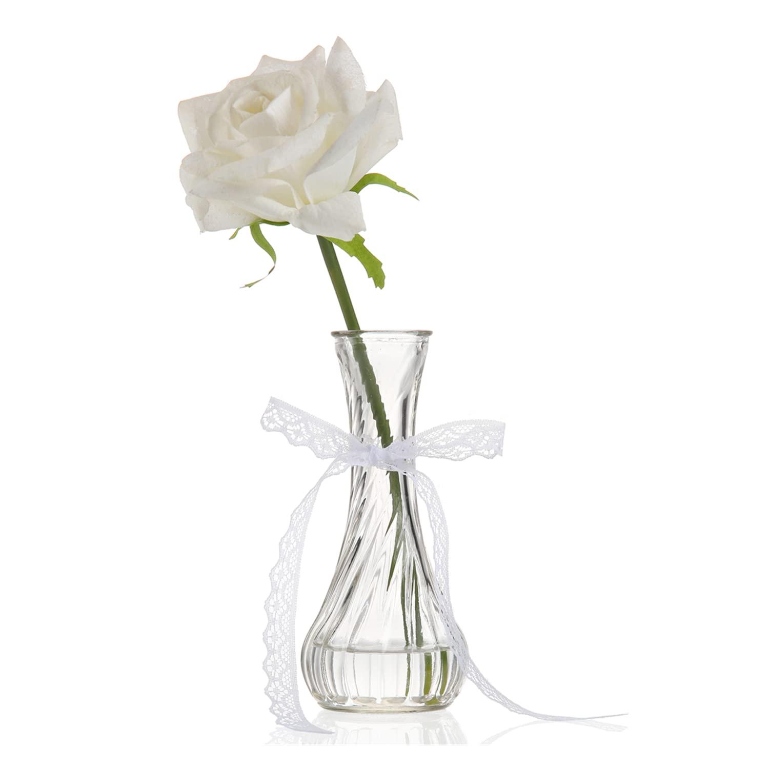 Set of 12 Small Glass Vase, Bud Vases in Bulk for Floral Arrangements, Events, Home Decor Weddings, Table Centerpiece Clear