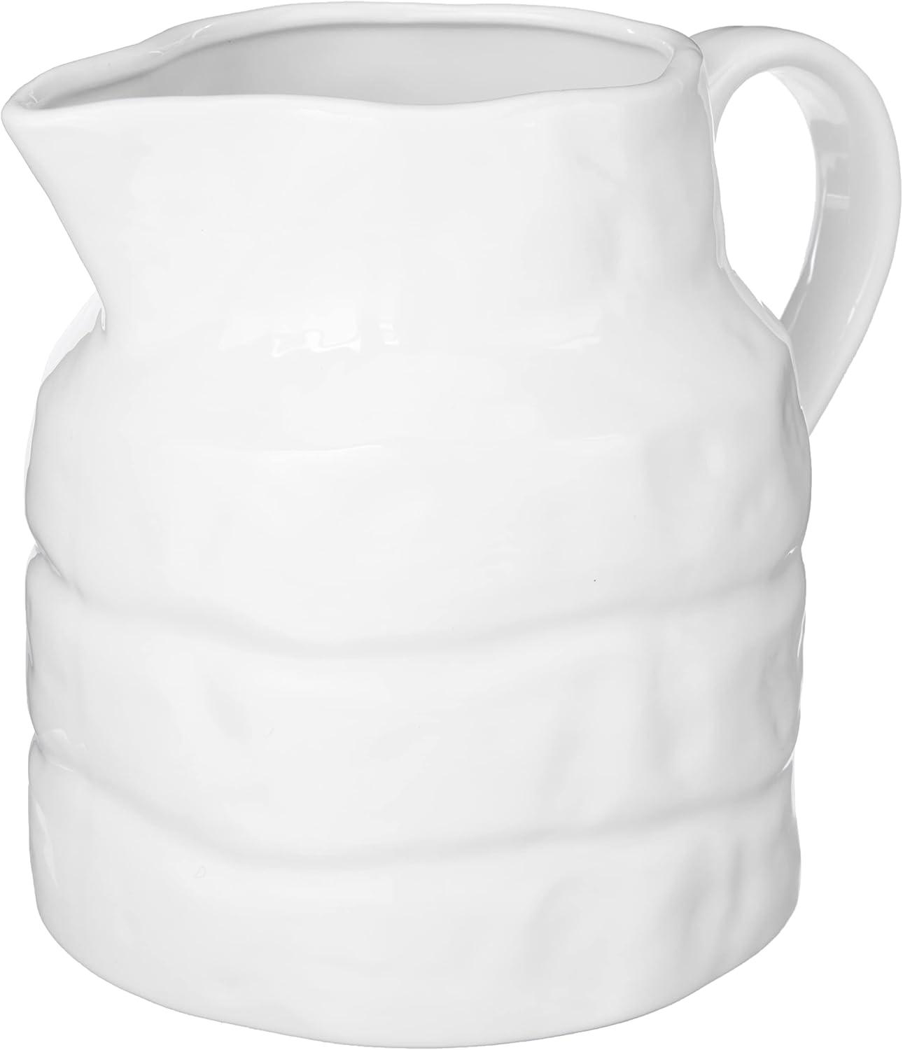 Creative Co-Op White Vintage Stoneware Pitcher Reproduction