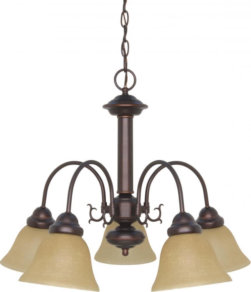 Elegant Ballerina 5-Light Chandelier in Mahogany Bronze with Champagne Linen Glass