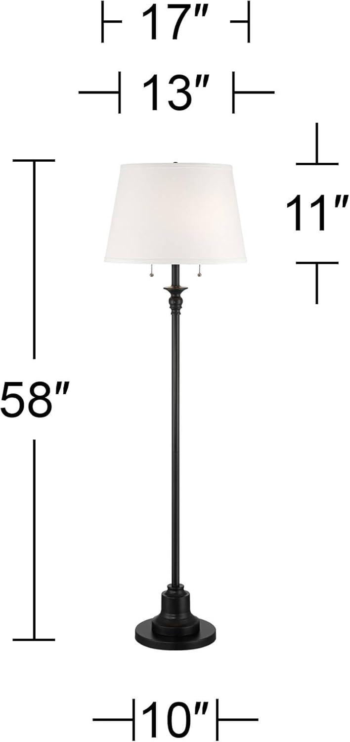 Spenser 58" Satin Black Traditional Floor Lamp with White Shade