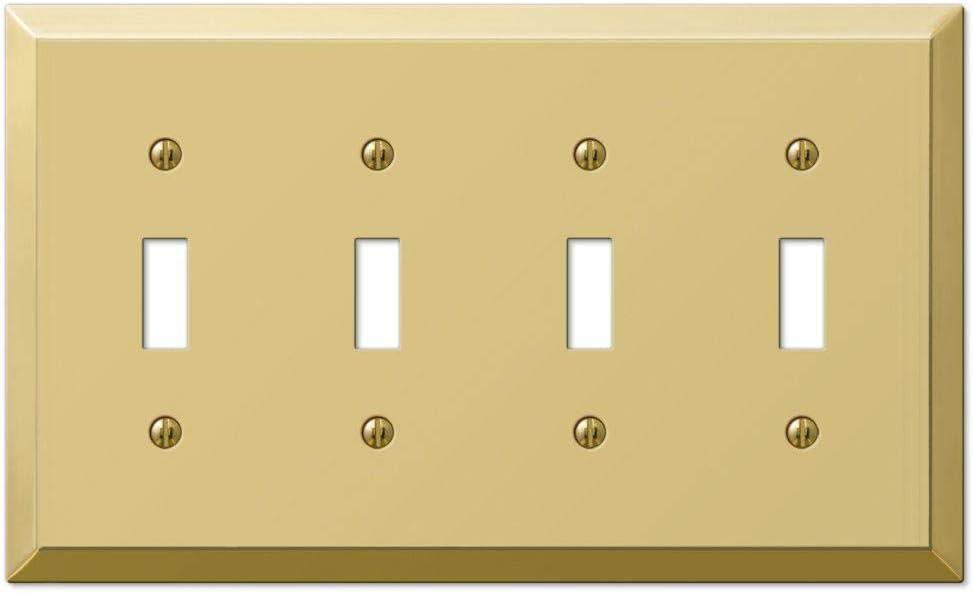 Amerelle 163T4BR Century Wallplate, 4 Toggle, Steel, Polished Brass, 1-Pack