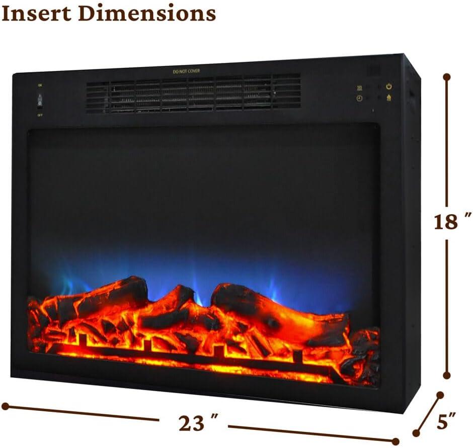 Cambridge Sanoma 72'' Electric Fireplace with Charred Log Insert | For Rooms up to 210 Sq.Ft | Remote | Bookshelves | Adjustable Heat Settings | Timer | Storage | Walnut Mantel