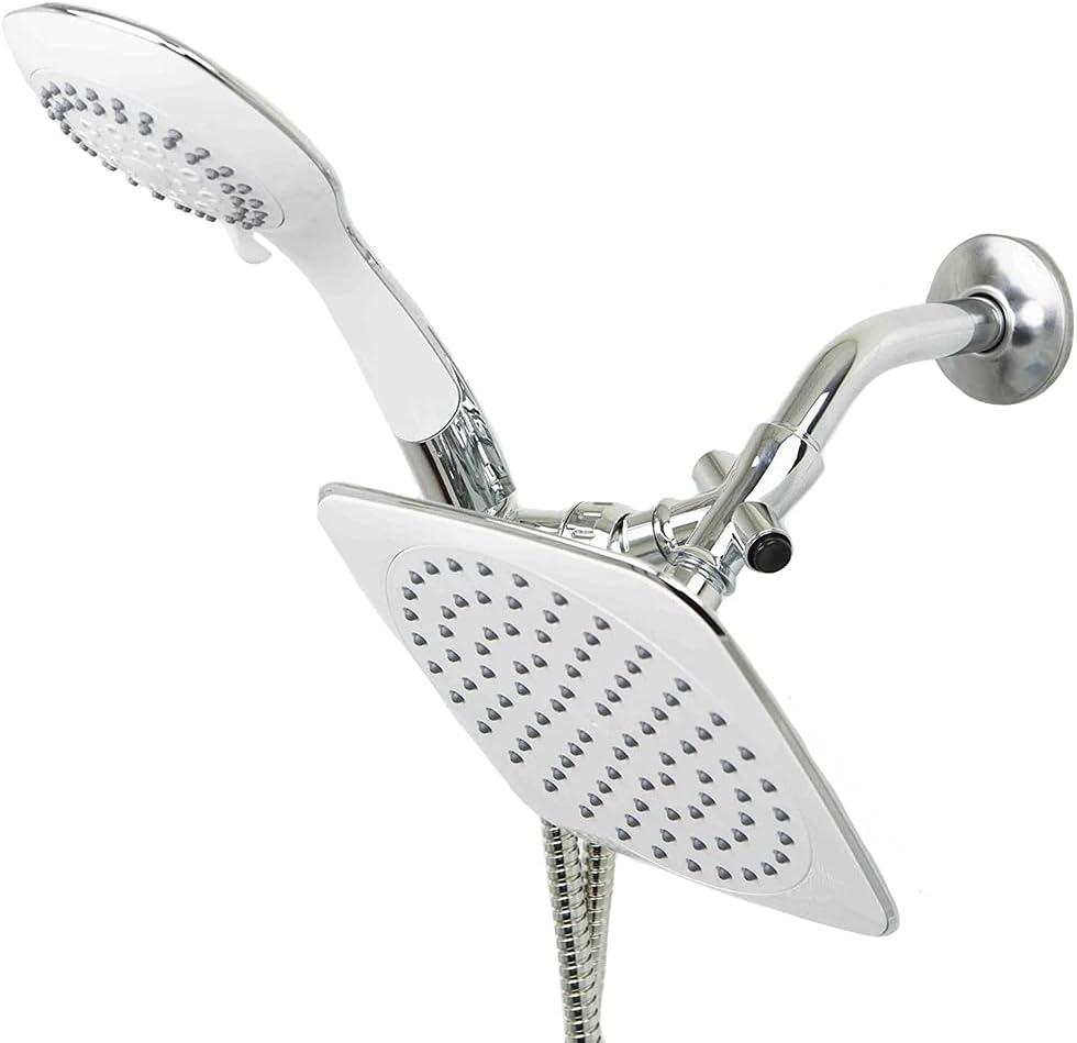 Chrome Dual Shower Head and Handheld Massager Set