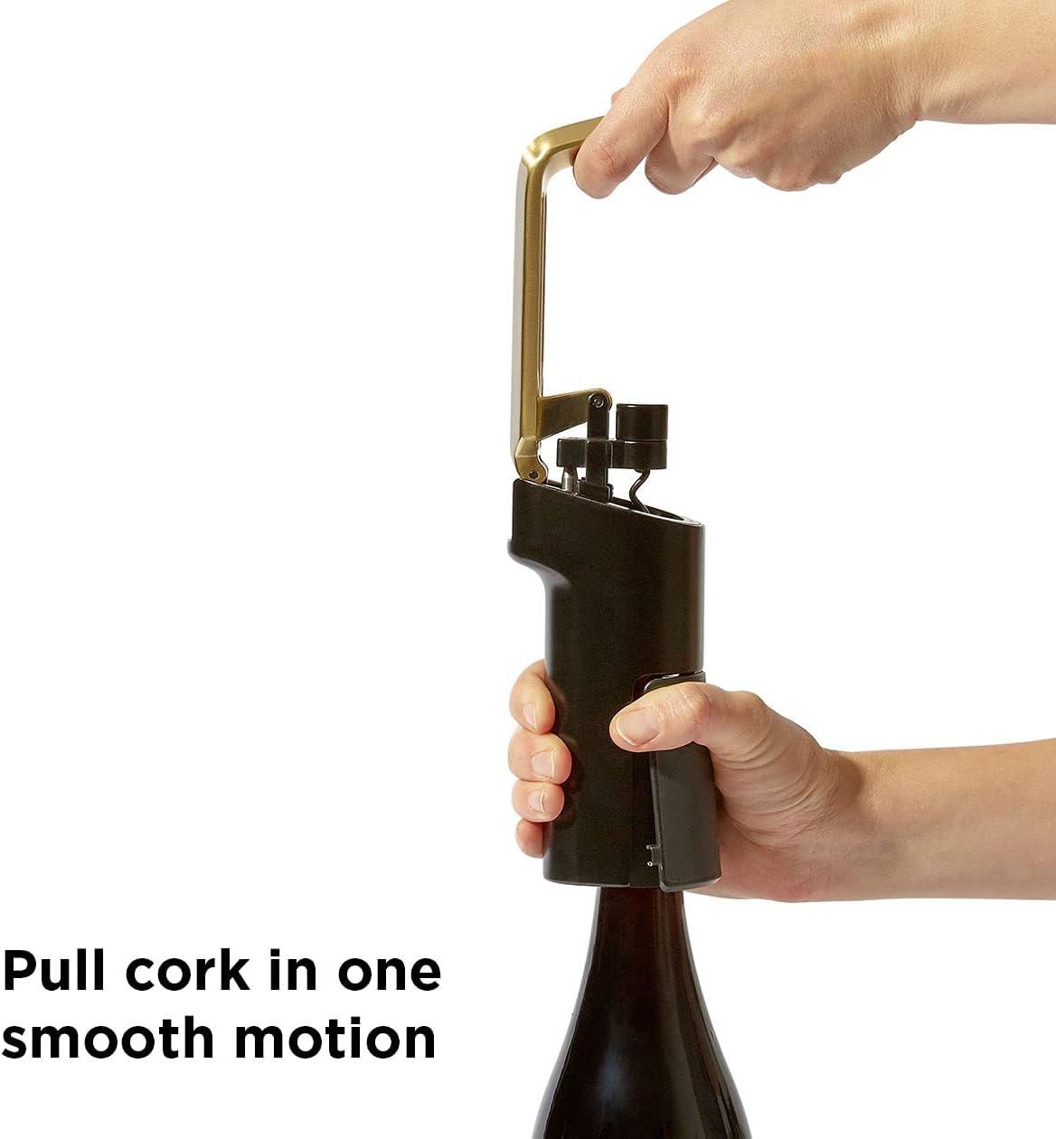 RBT RBT Vertical Lever Corkscrew Wine Opener With Foil Cutter And Extra Spiral, Black