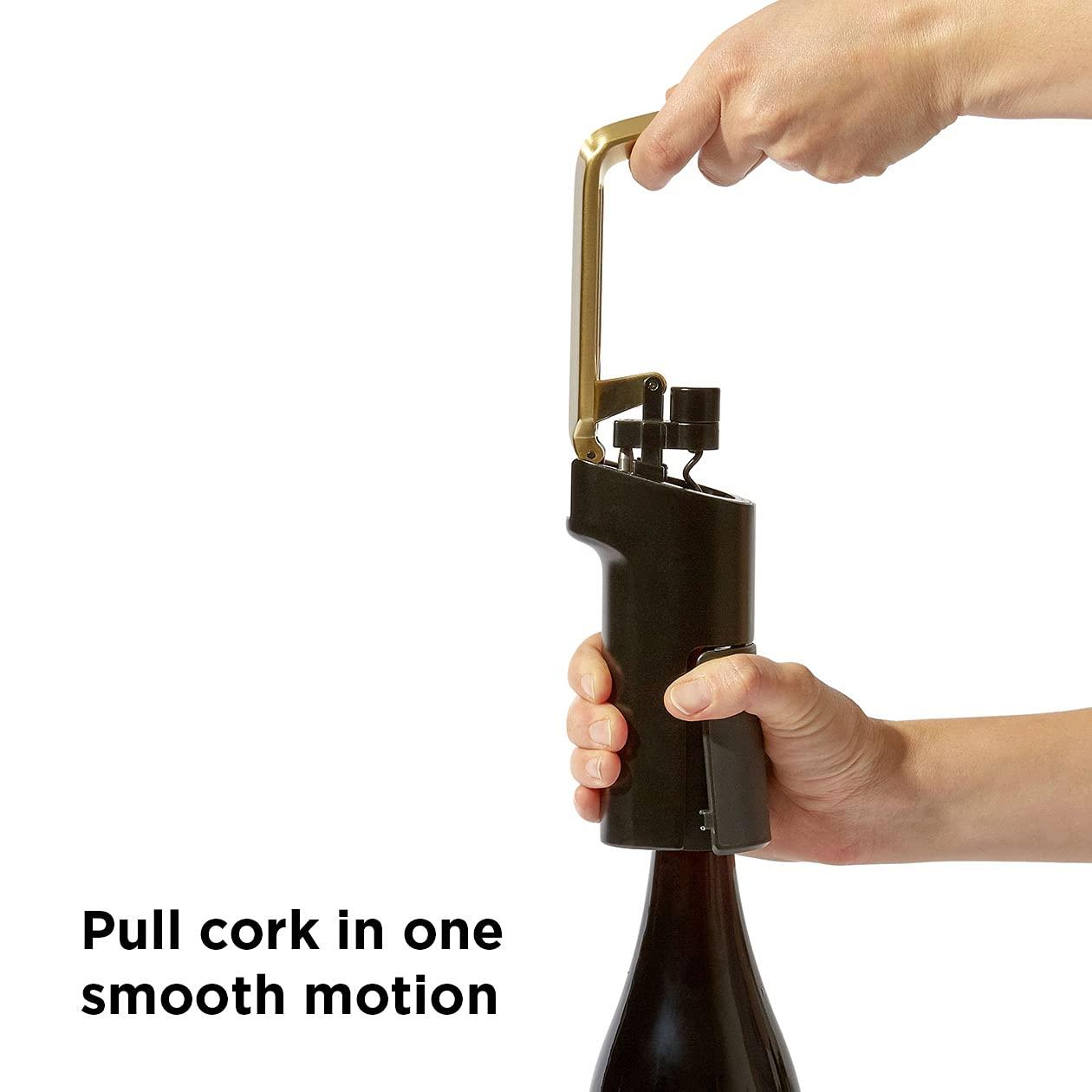 RBT RBT Vertical Lever Corkscrew Wine Opener With Foil Cutter And Extra Spiral, Black