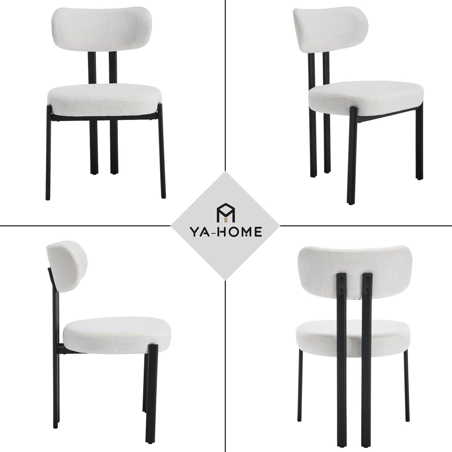 CONCETTA Dining Chairs Set of 4, Kitchen Chairs with Curved Backrest & Metal Legs, Mid Century Modern Round Dining Room Chairs for Vanity, Living Room,Beige