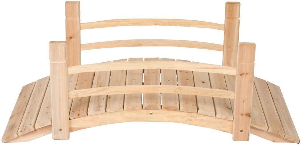 Shine Company Cedar Wood Garden Bridge with Handle Rails in Beige