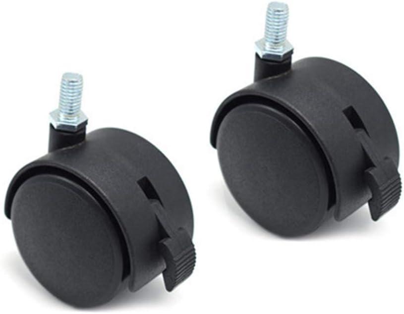 Black Nylon Swivel Stem Casters with Locking Brake, Set of 4