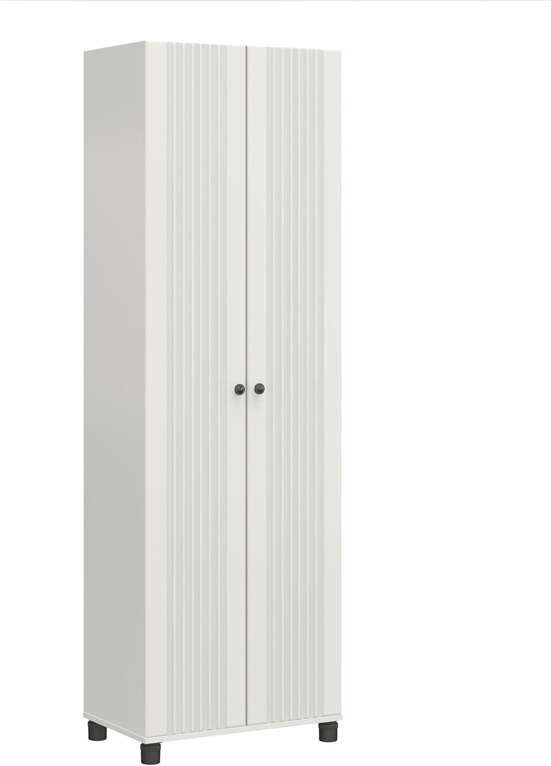 SystemBuild Evolution Kendall Fluted 24" Wide 2 Door Storage Cabinet, White