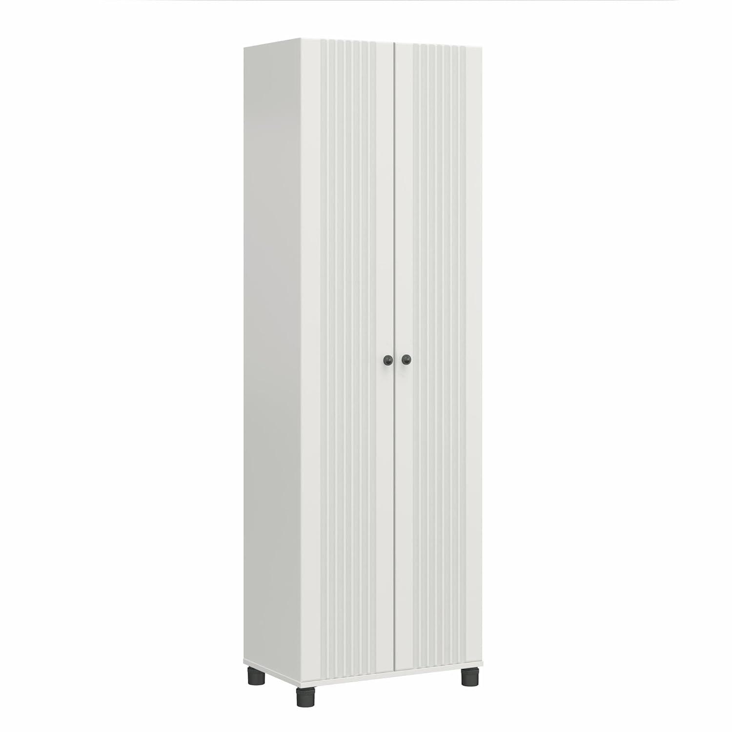 SystemBuild Evolution Kendall Fluted 24" Wide 2 Door Storage Cabinet, White