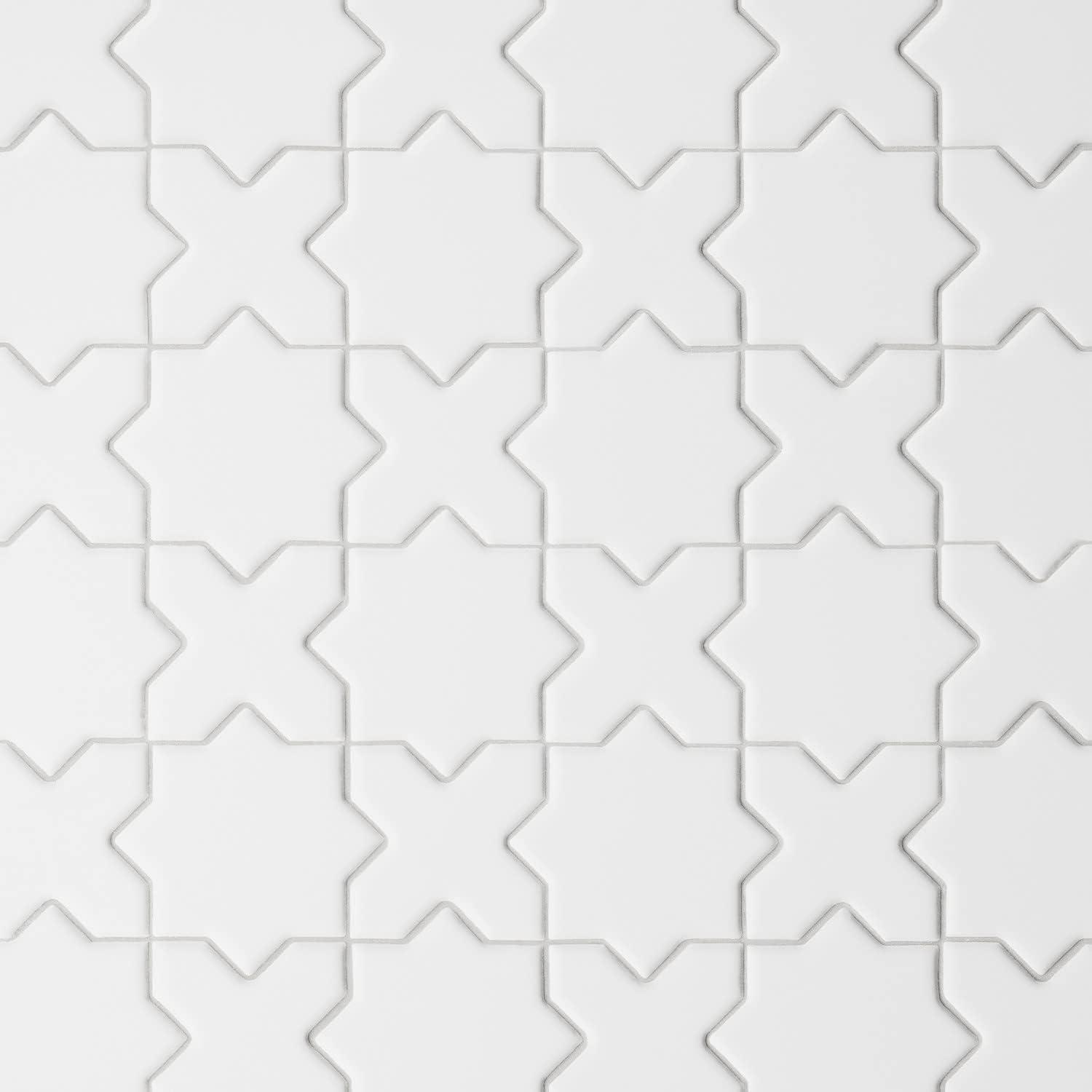 Le Cafe 2" x 2" Cross and Star Matte Porcelain Mosaic Tile