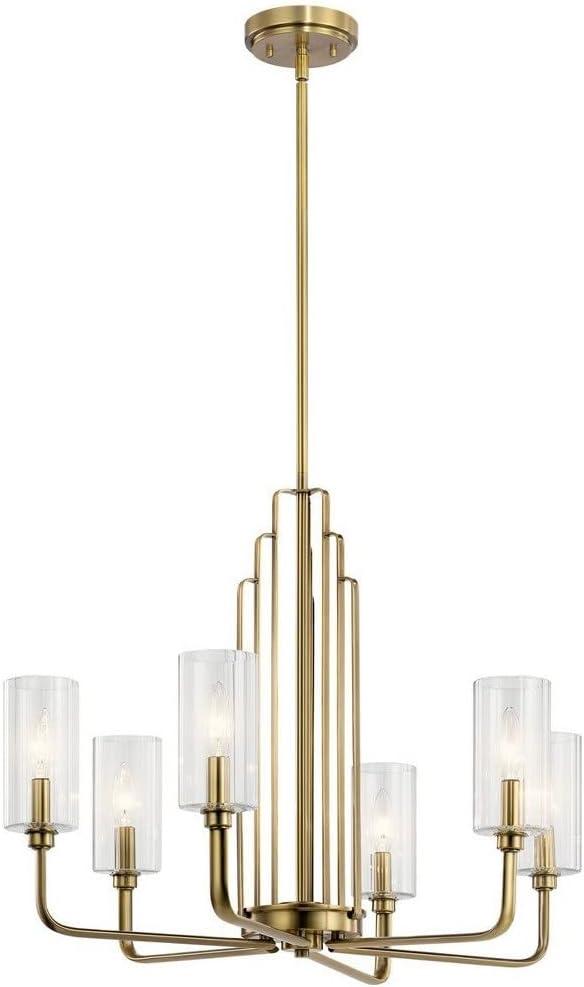 Kimrose™ 6 Light Chandelier with Clear Fluted Glass Brushed Natural Brass