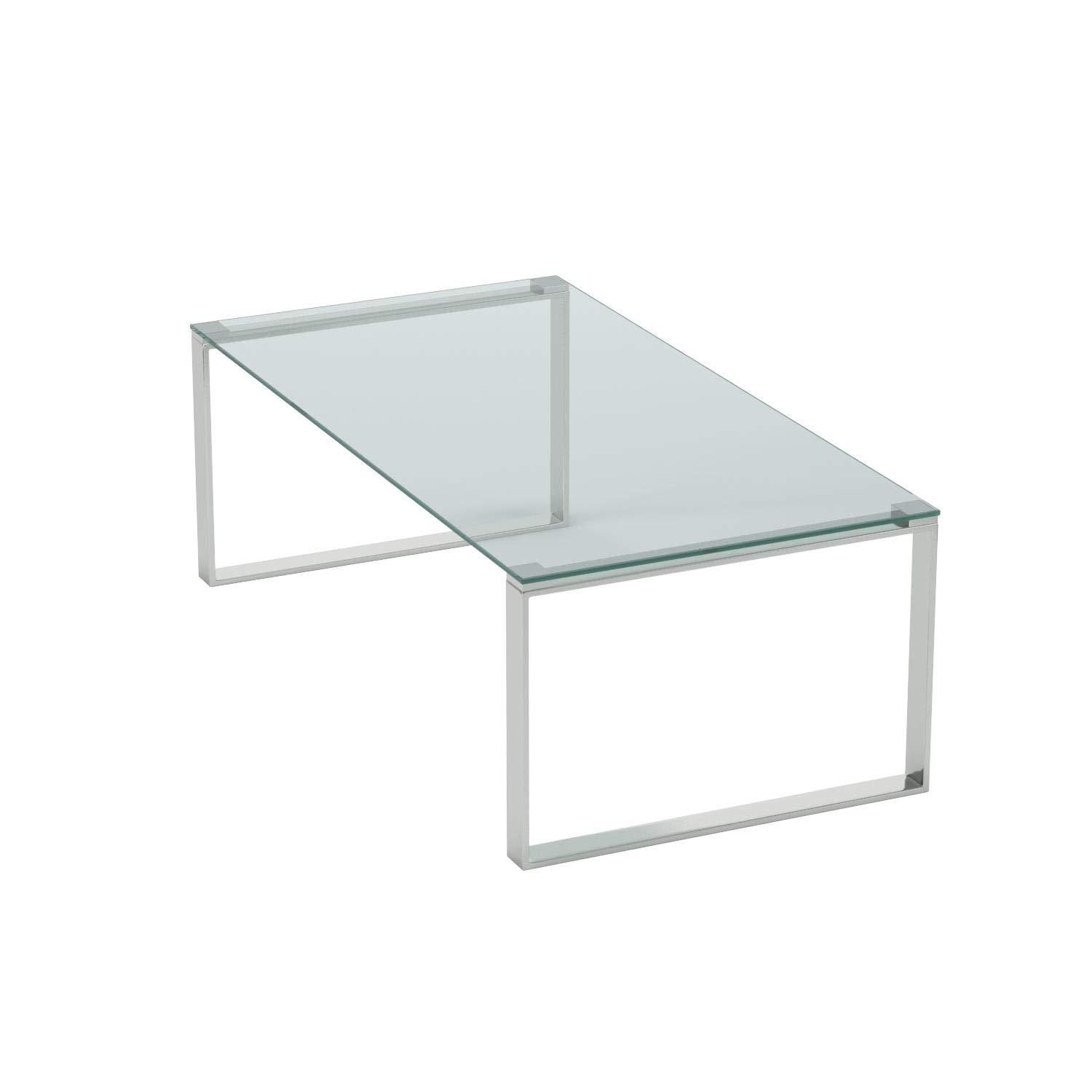 Cortesi Home Remi Contemporary Glass Coffee Table with Chrome Finish
