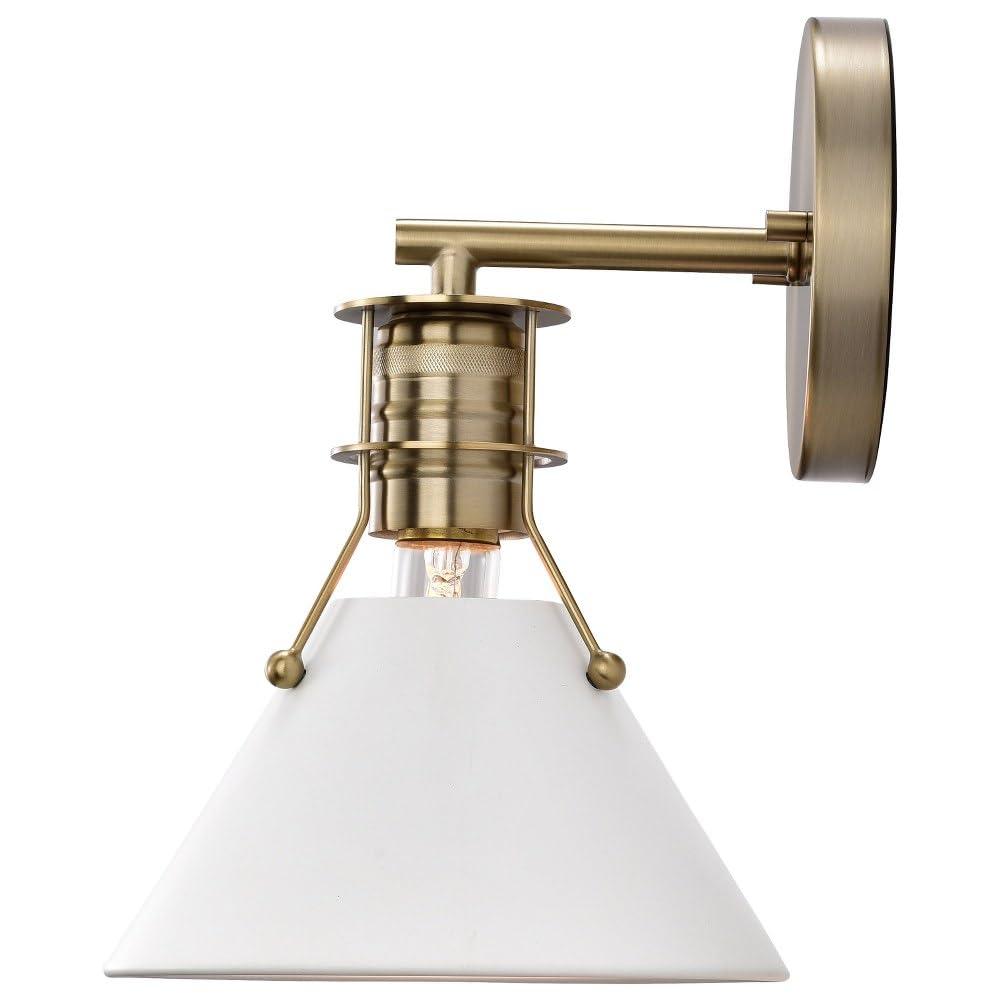 Nuvo Lighting Outpost 1 Light Wall Sconce Matte White with Burnished Brass