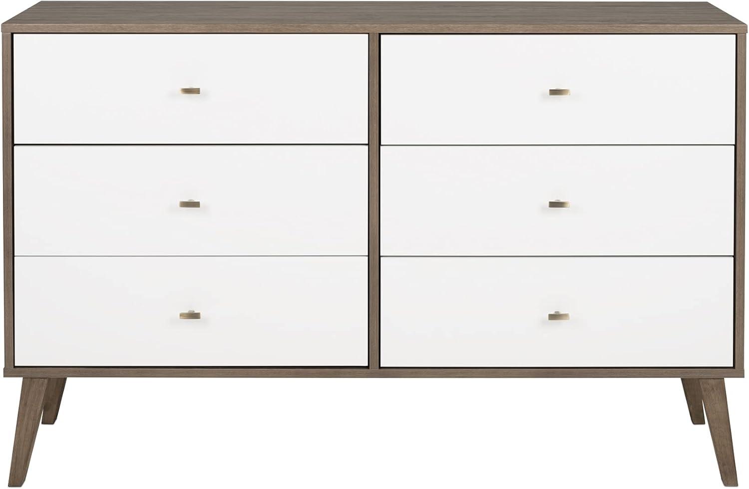 Milo Drifted Gray Mid-Century Modern 6-Drawer Dresser