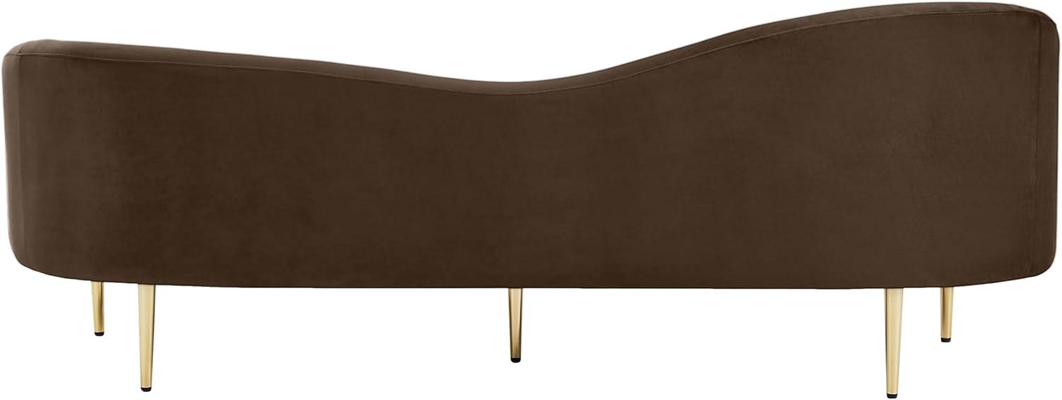 Ritz Brown Velvet Sofa with Gold Metal Legs