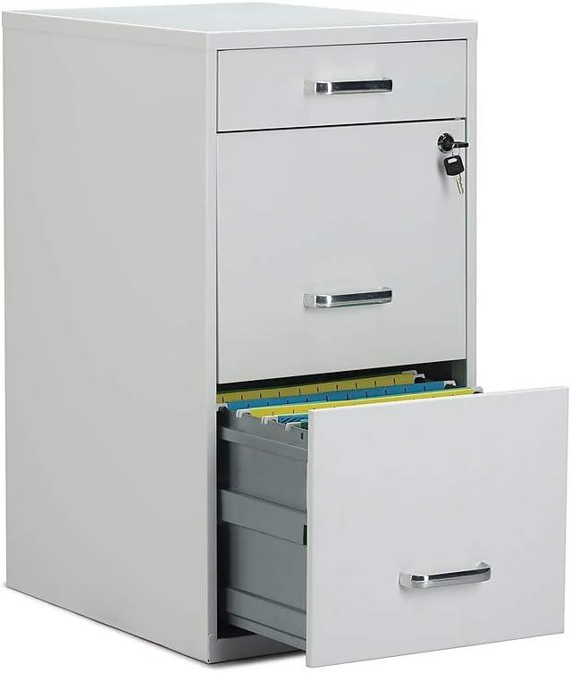 3-Drawer Vertical File Cabinet Locking Letter White 18-Inch D