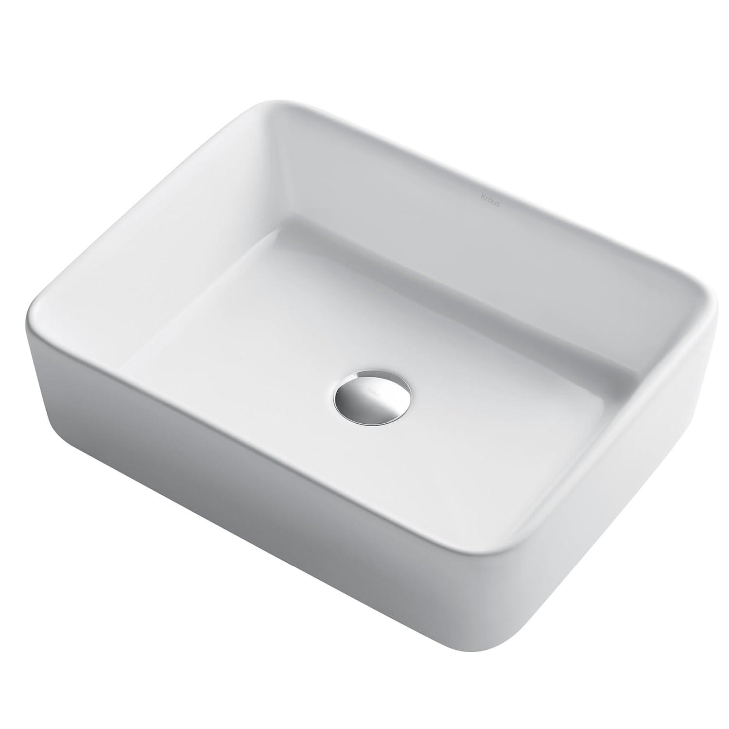 Ceramic Ceramic Rectangular Vessel Bathroom Sink