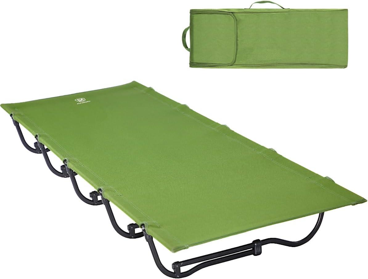 Green Heavy Duty Folding Camping Cot with Carry Bag