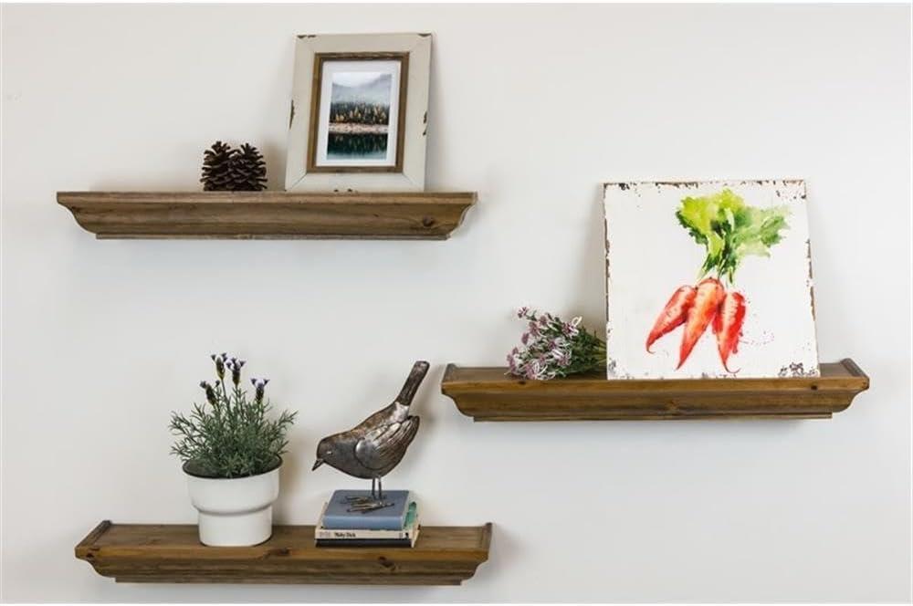 Muskoka Fitz Wooden Floating Shelves - Set Of 3, Sizes 24",Walnut - Perfect For Displaying Precious Frames Of Memory, Decorative Pieces For Home, Office, And Restaurant