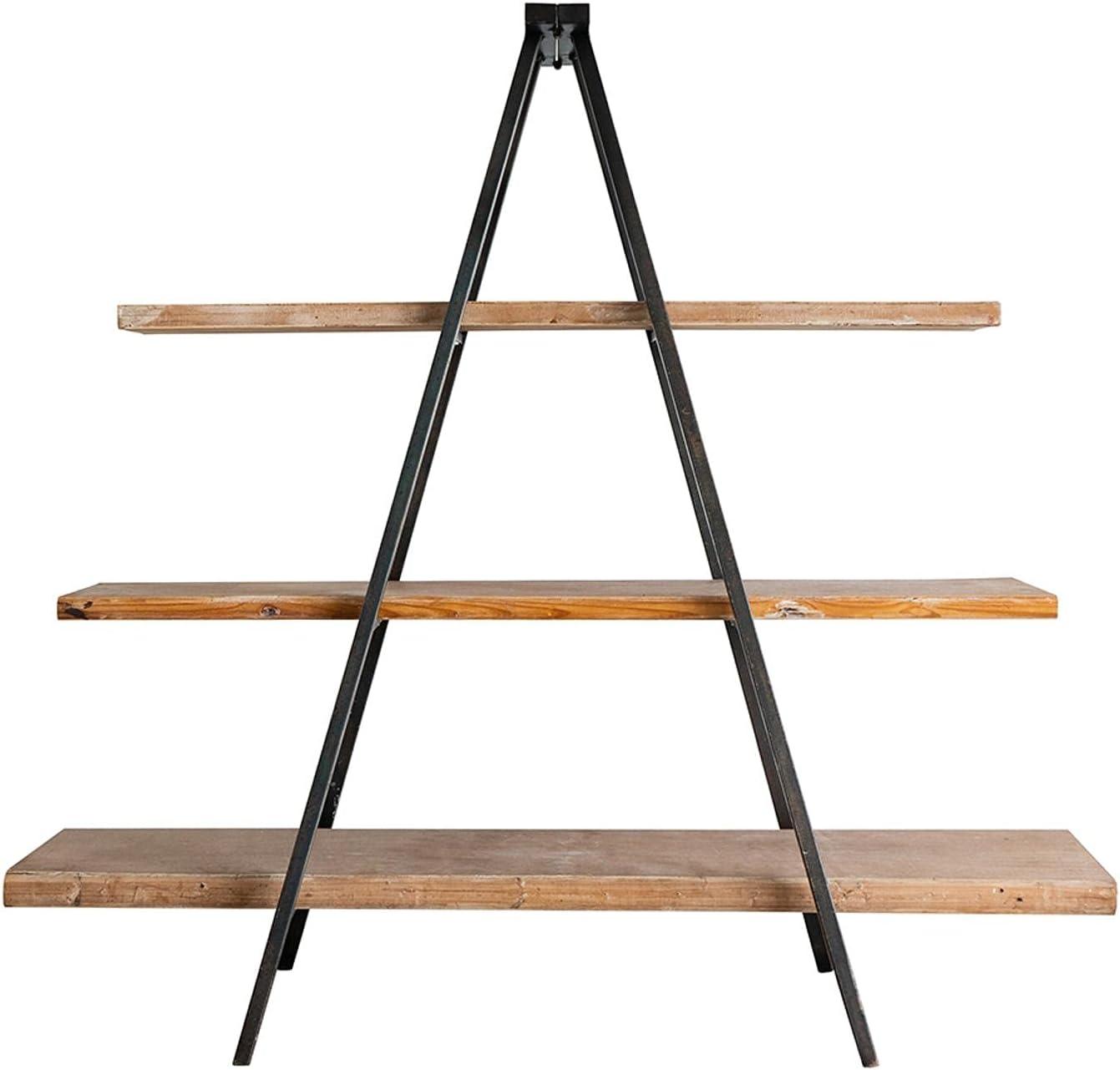 73" Ramsden Solid Wood and Iron Tripod Book Shelf Brown/Black - A&B Home: 3-Tier Open Storage, No Assembly Required