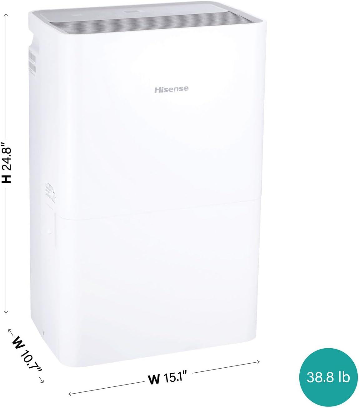 Hisense 50-pint Dehumidifier: Energy Star Certified, 3 Settings, 3000+ sq. ft. Coverage, Programmable Timer, Electrostatic Filter