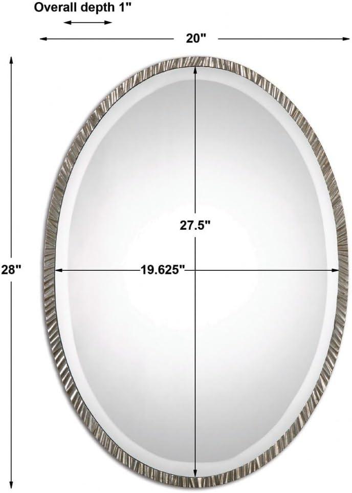 Uttermost Oval Vanity Accent Wall Mirror Modern Polished Nickel Metal Frame 20" Wide for Bathroom Bedroom Living Room Home Office