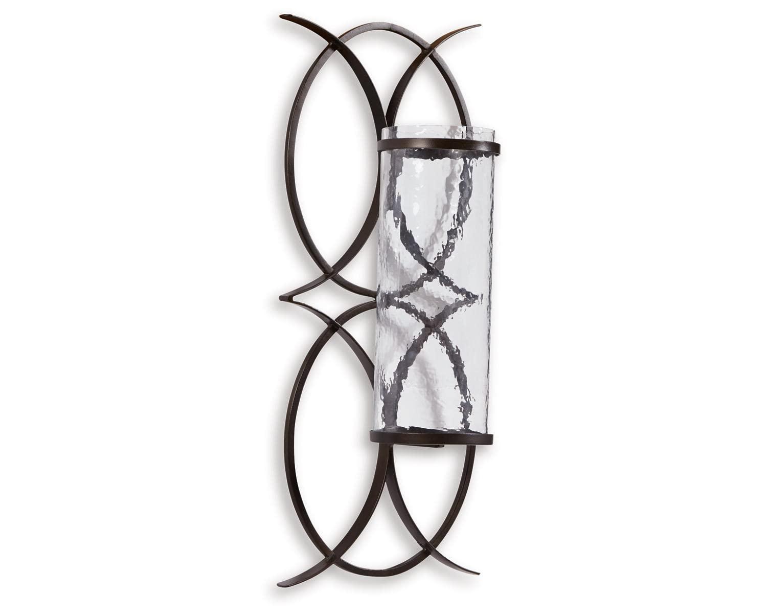 Signature Design by Ashley Bryndis Contemporary 22.13" High Geometric Design Wall Sconce, Black