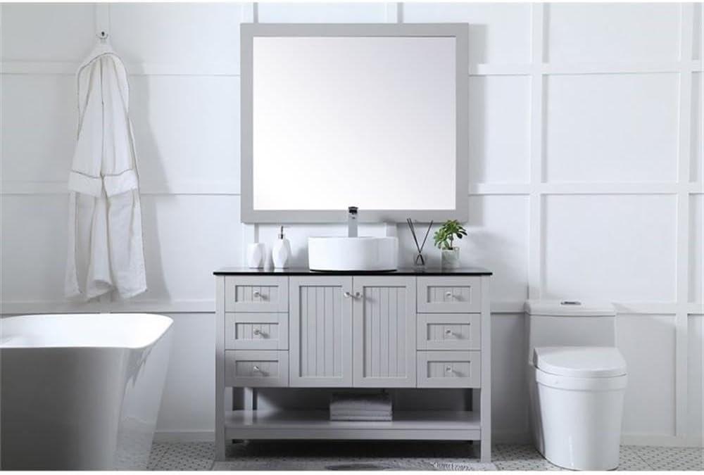Elegant Decor Ralph 48" MDF Wood and Steel Vessel Sink Bathroom Vanity in Gray