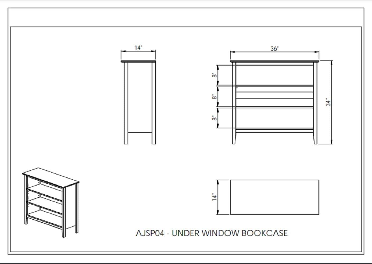 Alaterre Simplicity Kids Under Window Bookcase, White