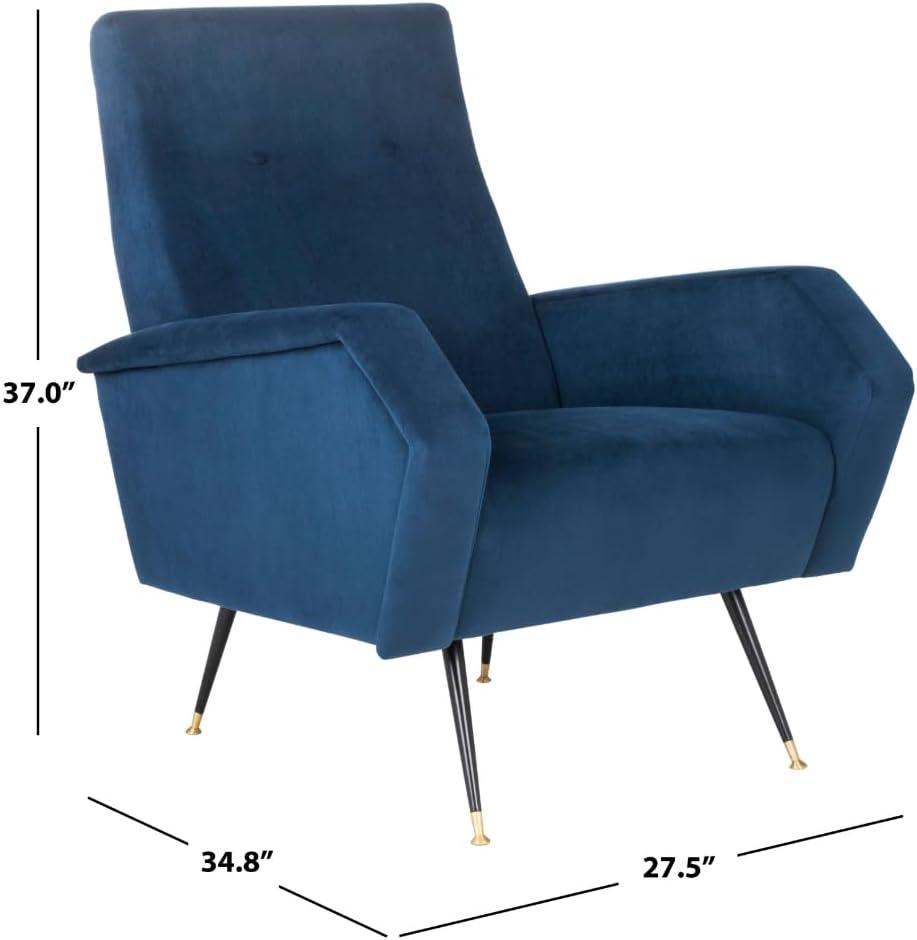 SAFAVIEH Aida Velvet Retro Mid Century Accent Chair, Navy