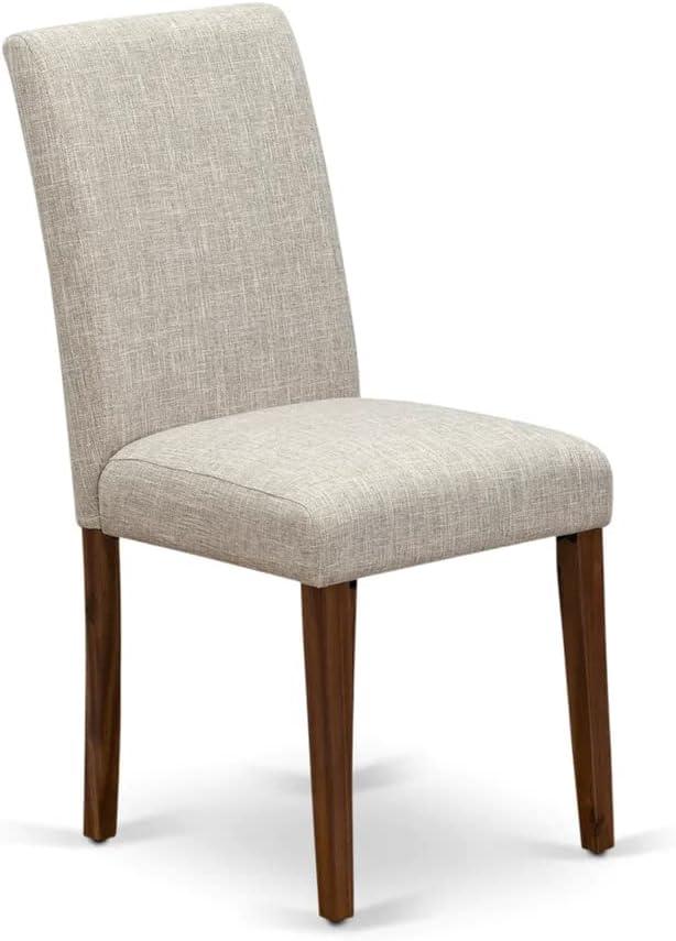 East West Furniture Abbott 35" Linen Dining Chairs in Natural/Gray (Set of 2)