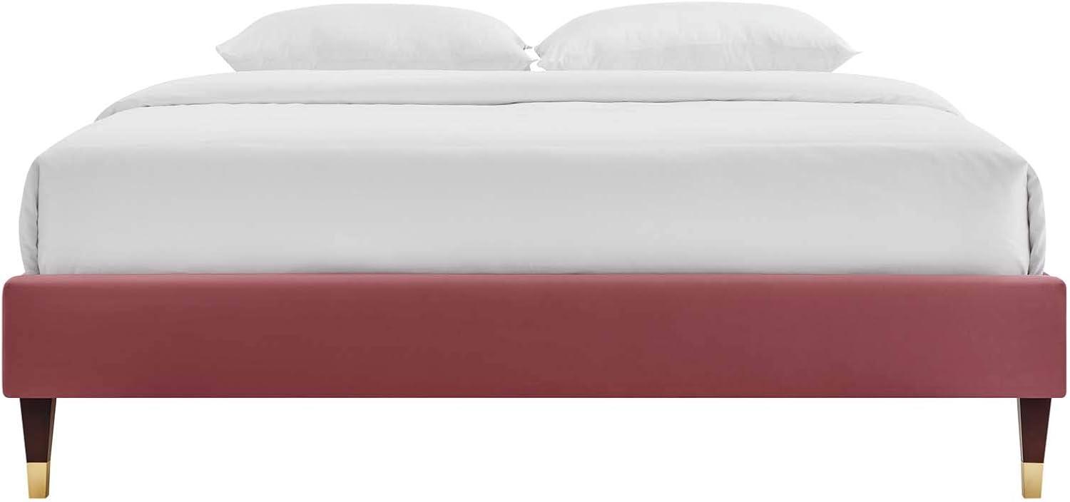 Modway Harlow Full Performance Velvet Platform Bed Frame in Dusty Rose