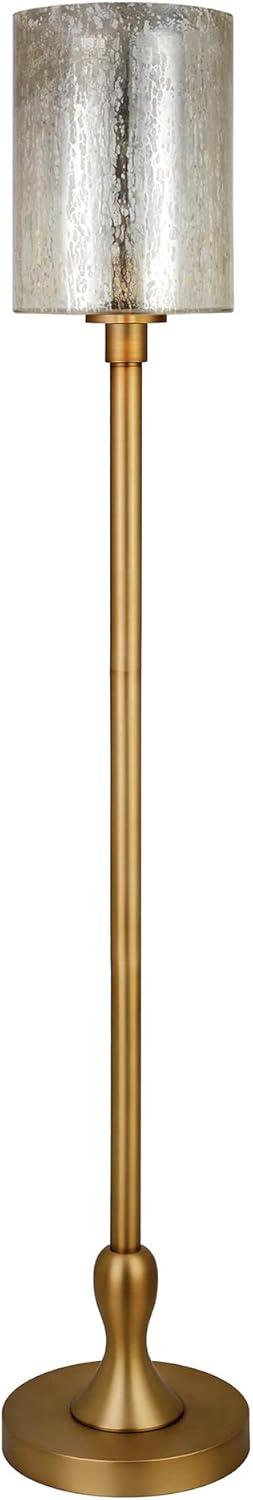Numit 68.75" Tall Floor Lamp with Glass Shade in Brass/Mercury Glass