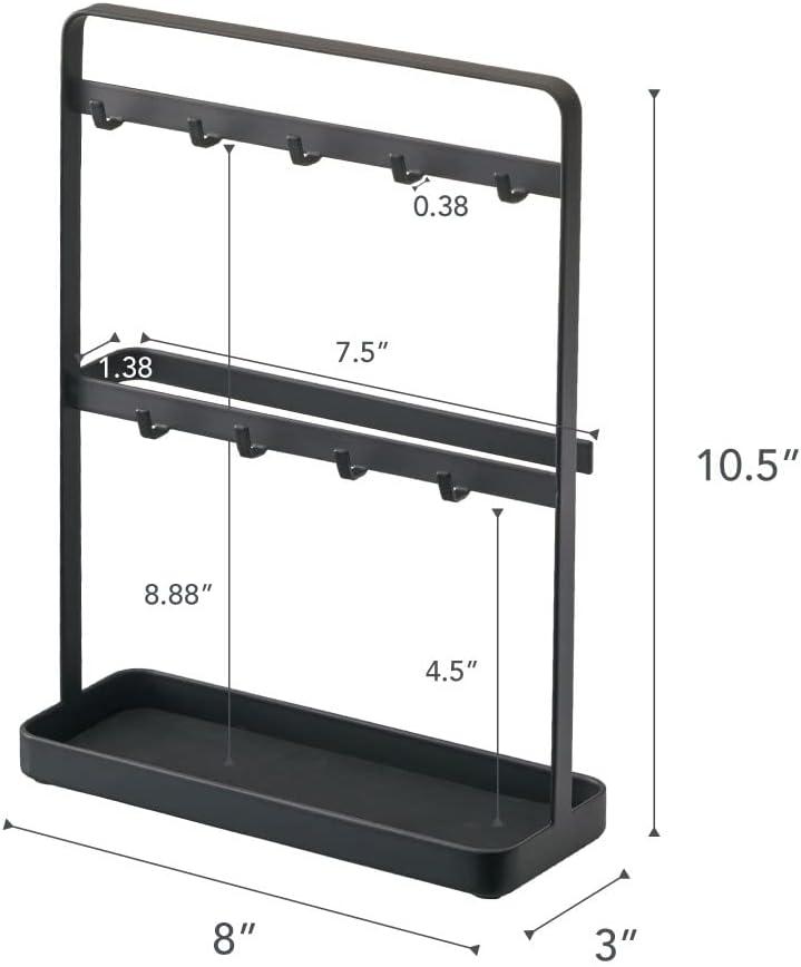 Black Metal and Wood Key Stand with Tray